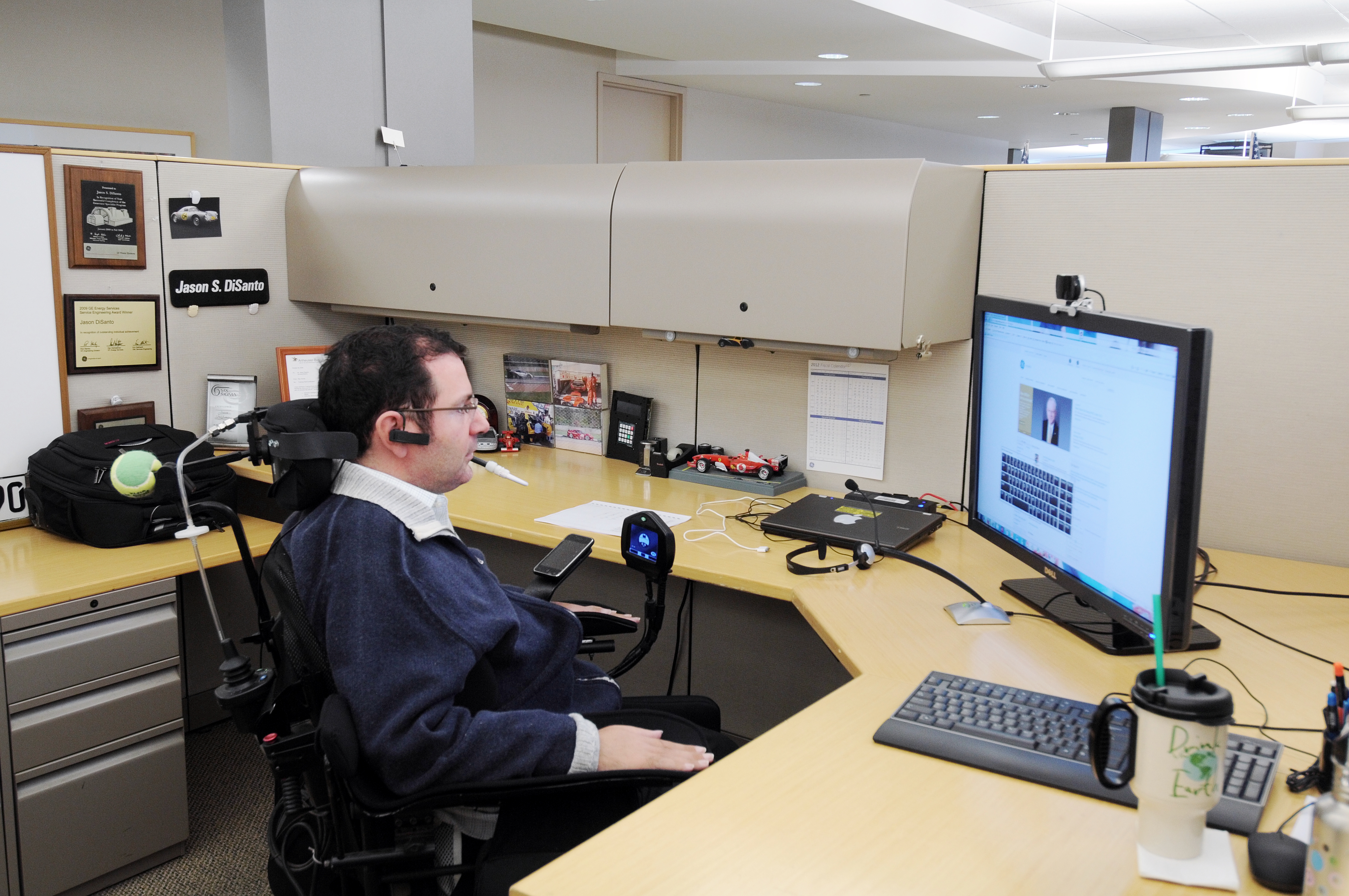 Former Shepherd Center patient Jason Disanto returns to work following rehabilitation for a high-level spinal cord injury