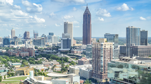 Arial view of the downtown skyline of Atlanta, Georgia