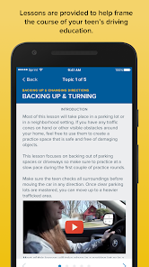 Screenshot of a sample driving lesson on the Auto Coach app